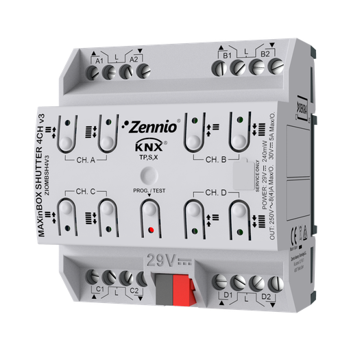 [ZEZIOMBSH4V3] Zennio MAXinBOX SHUTTER 4CH v3