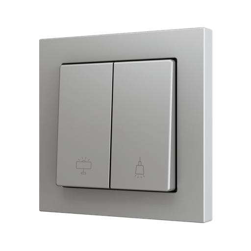 [ZEZS552PB2SC] Zennio ZS55 - Bouton poussoir Soft - double 2-p (Argent - Custom) - à partir de 100 pièces/VPE=10