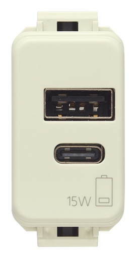 [VI10292.AC.15] Vimar Linea - USB A+C Voedingsunit 1M 15W 5V 3A