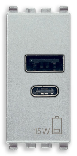 [VI20292.AC.15.N] Vimar Eikon - USB A+C Voedingsunit 1M 15W 5V (next)