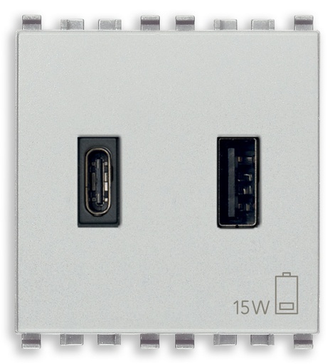 [VI20295.AC.N] Vimar Eikon - USB-A+C Voedingseenheid 5V 3A 2M (Next)