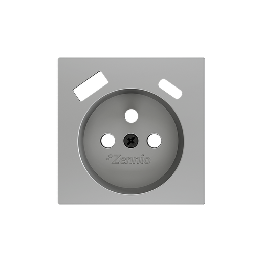 [ZEZS55CF2USS] Zennio ZS55 - Centraalplaat 55x55mm voor penaarde stopcontact met USB C+A (Zilver) - VPE=10