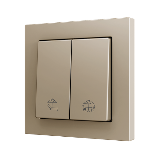 [ZEZS552PB2CC] Zennio ZS55 - Bouton poussoir Soft - double 2-p - icône volet (Champagne) - VPE=10