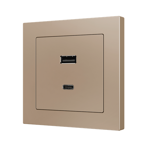 [ZEZS55C2UCAC] Zennio ZS55 - USB-C+A centraalplaat (Champagne)
