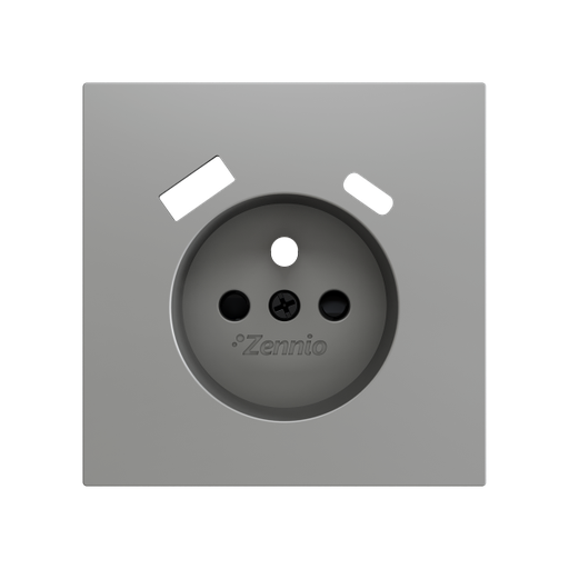 [ZEZS70CF2USS] Zennio ZS70 - Centraalplaat 70x70mm voor penaarde stopcontact met USB C+A (Zilver)