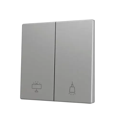 [ZEZS55CSOFT22SC] Zennio ZS55 - Dubbele toets (neerwaarts) voor KNX Soft drukknop - Custom (Zilver) - Vanaf 100 stuks