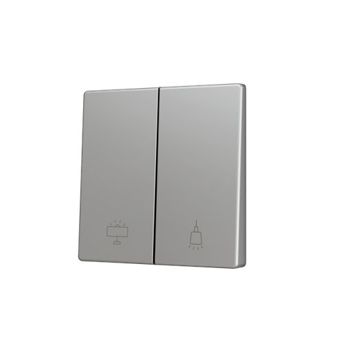 [ZEZS55CSOFT22SC] Zennio ZS55 - Dubbele toets (neerwaarts) voor KNX Soft drukknop - Custom (Zilver) - Vanaf 100 stuks