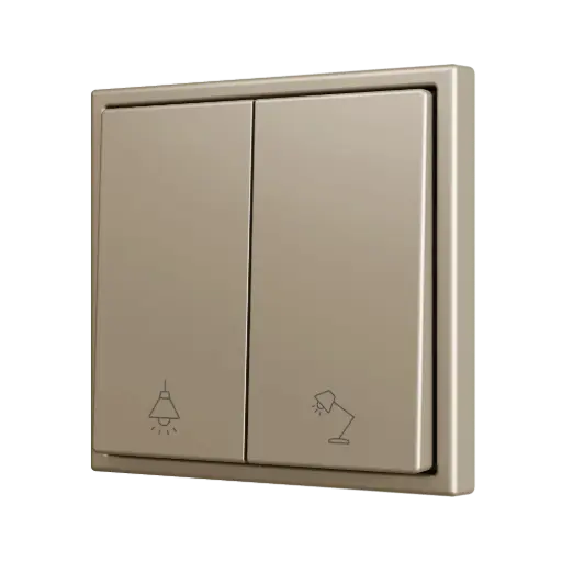 [ZEZS702PB2CC] Zennio ZS70 - Bouton poussoir Soft - doublel 2-v (Champagne - Custom) - A partir de 100 pièces