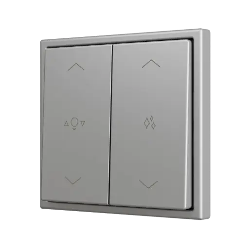 [ZEZS702PB4SC] Zennio ZS70 - Bouton poussoir Soft - doublel 4-v (Argent - Custom) - A partir de 100 pièces