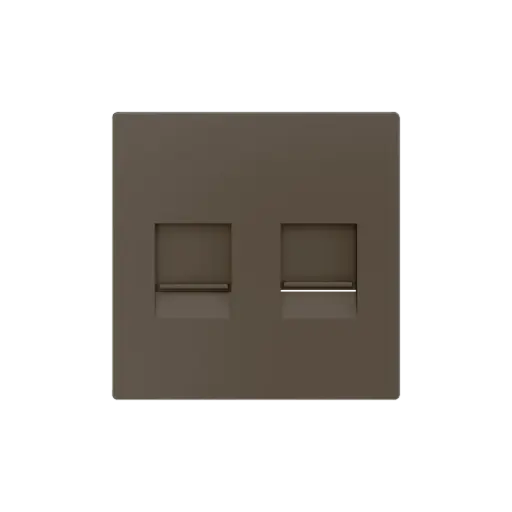 [ZE830001303] Zennio ZS55 - Centraalplaat voor dubbele RJ45 connector (Mokka)