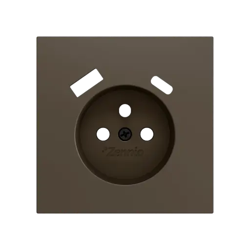 [ZEZS70CF2USM] Zennio ZS70 - Centraalplaat 70x70mm voor penaarde stopcontact met USB C+A (Mokka) - VPE=10