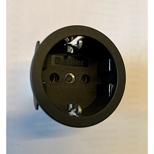 Berker Integro - Inbouw SNAP IN schuko stopcontact met centraalstuk, ø50mm, MD=1,5mm (Mat zwart) - VPE=200