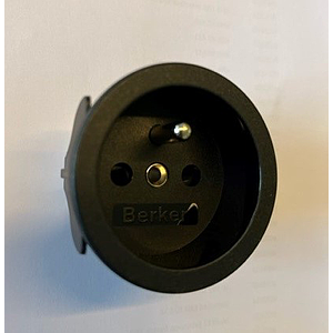 Berker Integro - Inbouw SNAP IN penaarde stopcontact, ø50mm, MD=0,6-1,5mm (Mat zwart) - VPE=200