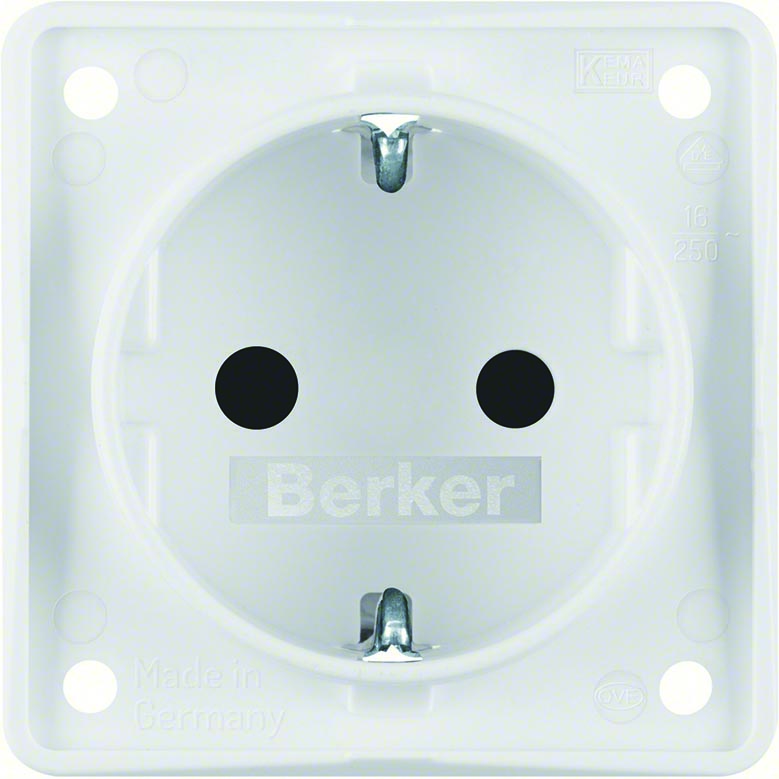 Berker Integro - Schuko stopcontact met contactbeveiliging - Insteekklemmen (Mat polarwit) - VPE=10