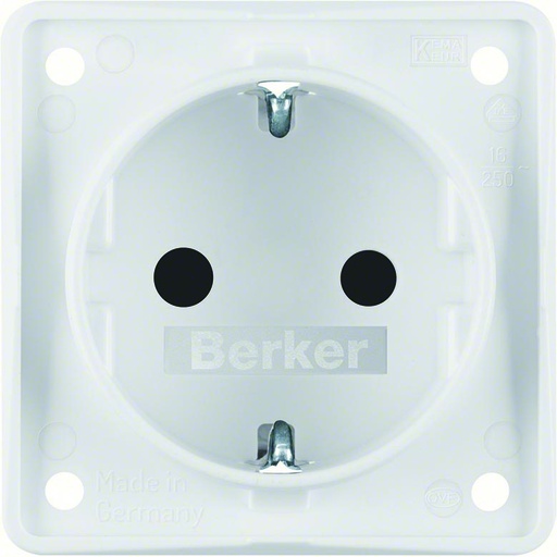 [BH947792502] Berker Integro - Schuko stopcontact met contactbeveiliging - Insteekklemmen (Mat polarwit) - VPE=10