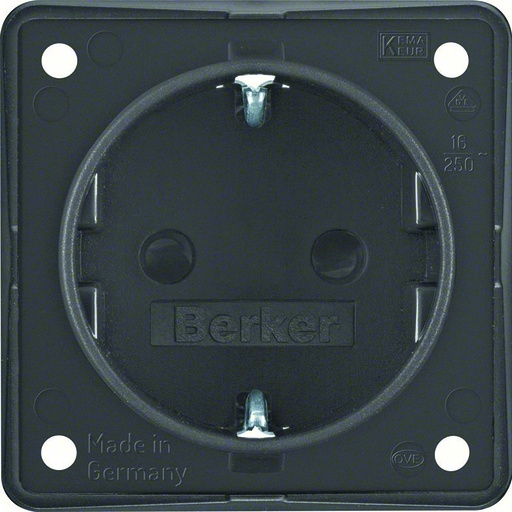 [BH947792505] Berker Integro - Schuko stopcontact met contactbeveiliging - Insteekklemmen (Mat antraciet) - VPE=10